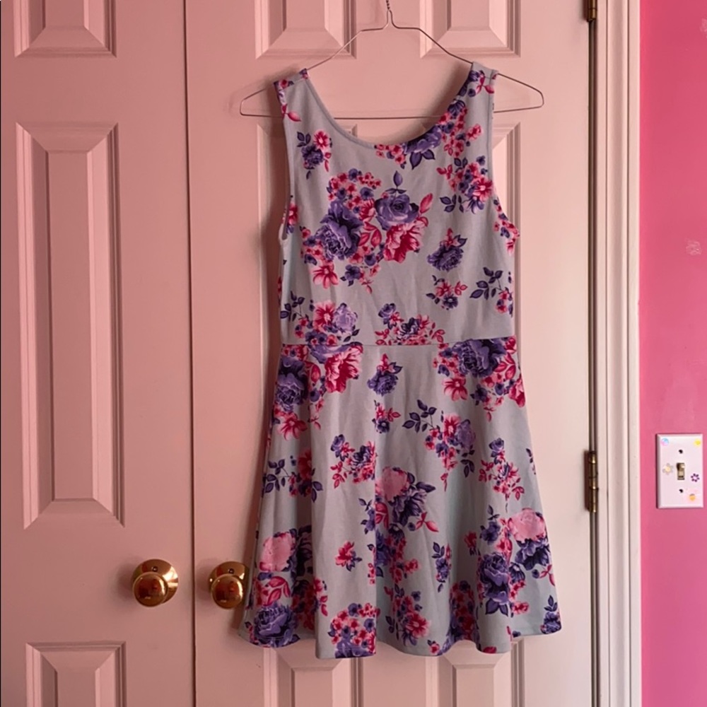 Blue floral skater dress